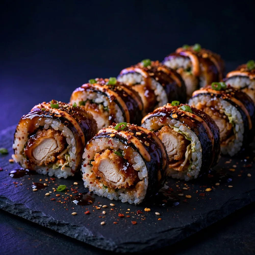 Chicken maki pieces