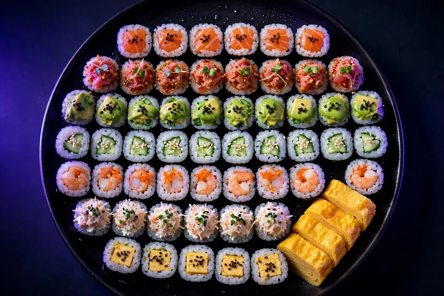 A platter of mini maki rolls