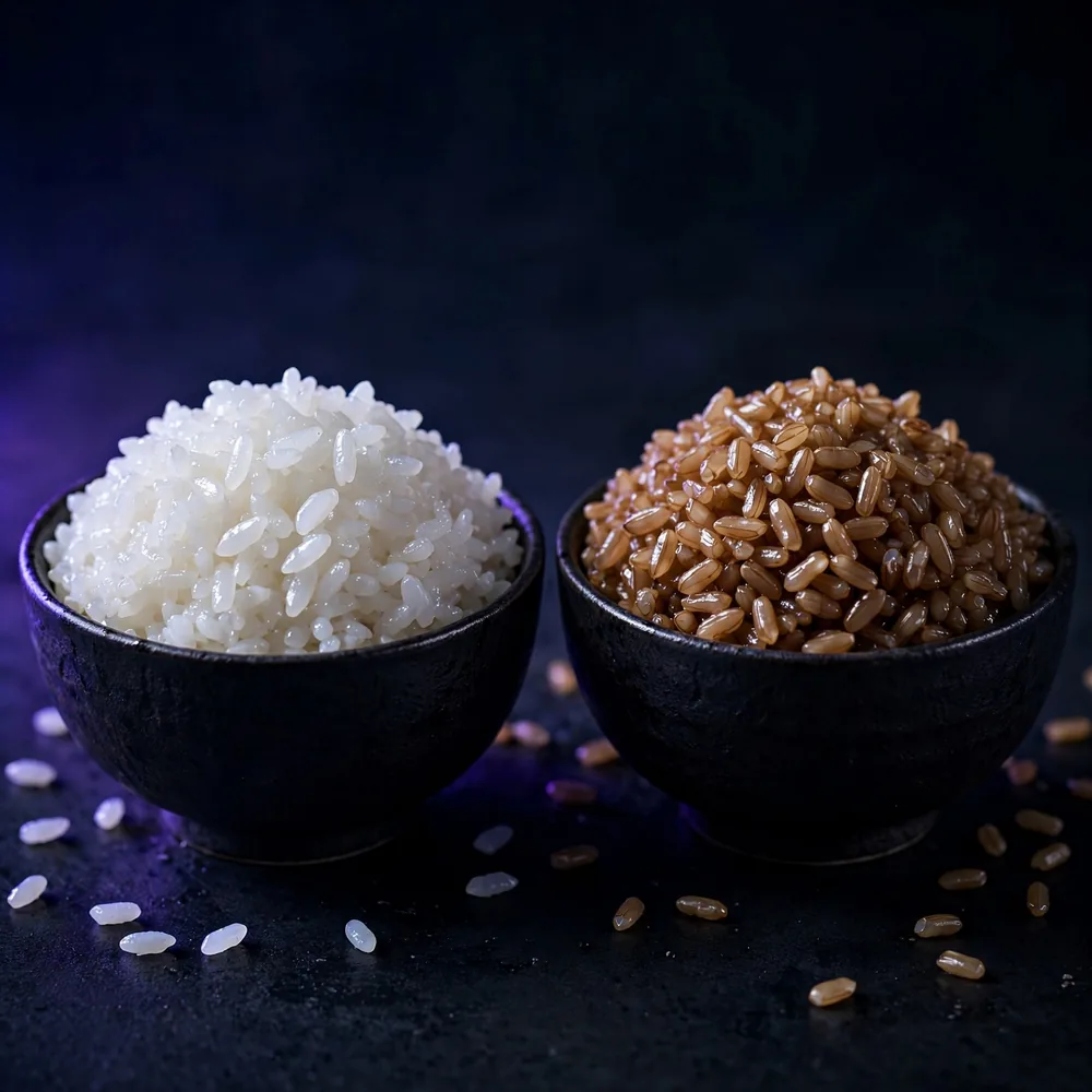 White and brown sushi rice