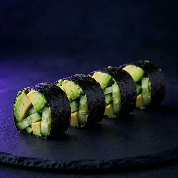 Avocado and cucumber maki pieces