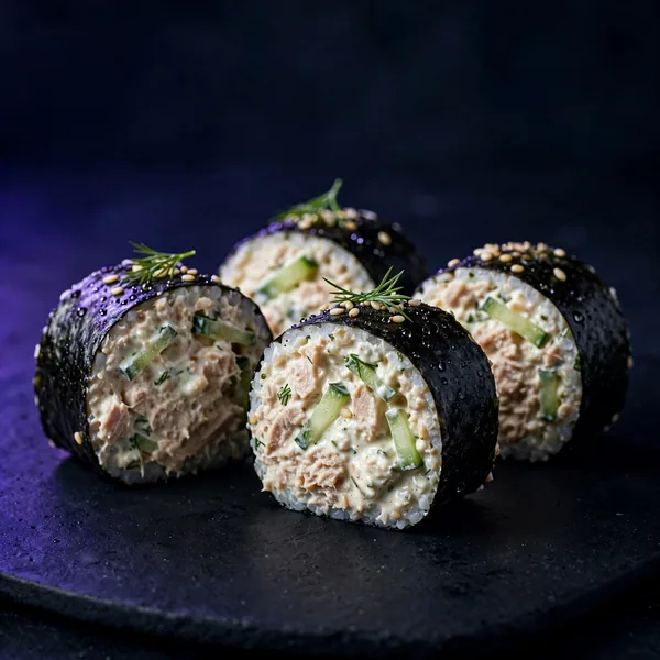 Tuna salad and cucumber maki pieces